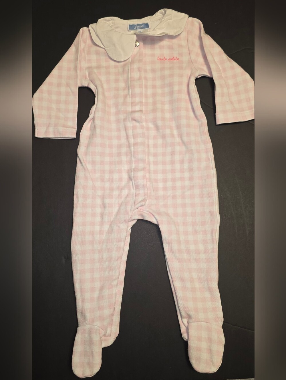 Jacadi Pink Gingham Footed One-Piece-6 Months NWOT - Picture 2 of 8